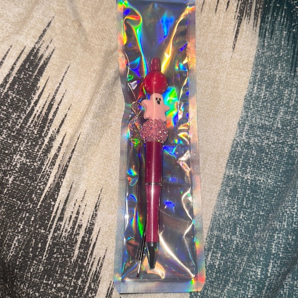 Pink Ghost Beaded Pen with Refill - Picture 1 of 2